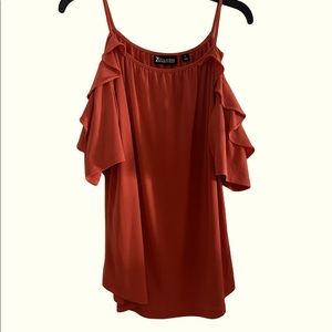 NYCO 7th Ave Orange Cold Shoulder Top